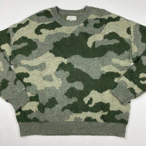 Lucky Brand Green Camo Crew Neck Sweater